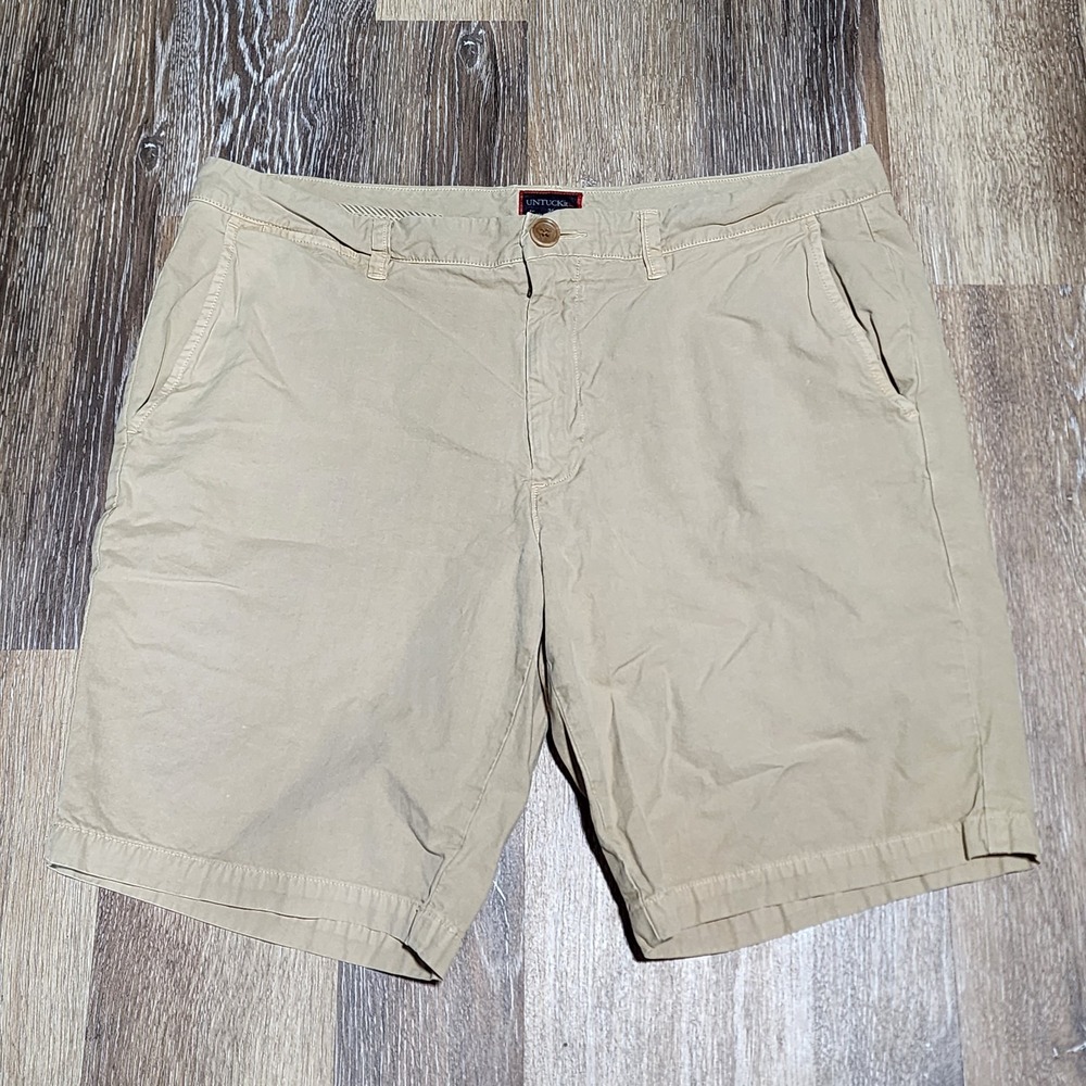 UNTUCKit Shorts Mens Size 36 Avalon Linen Cotton Blend Preppy Chino Khaki Casual